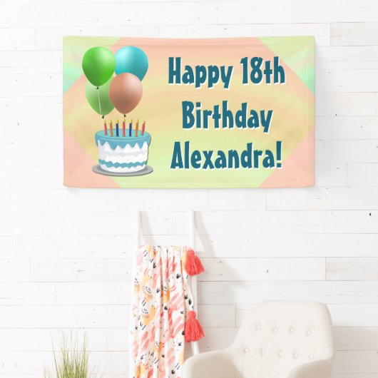 Ballons en Cake Custom Verjaardagsfeestbanner Spandoek (Insitu)