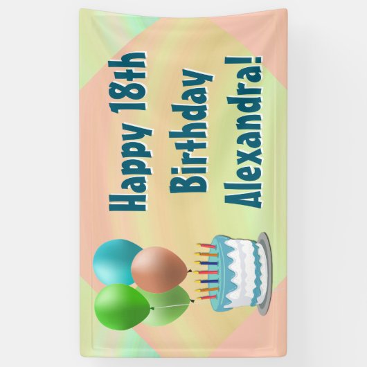 Ballons en Cake Custom Verjaardagsfeestbanner Spandoek (Verticaal)