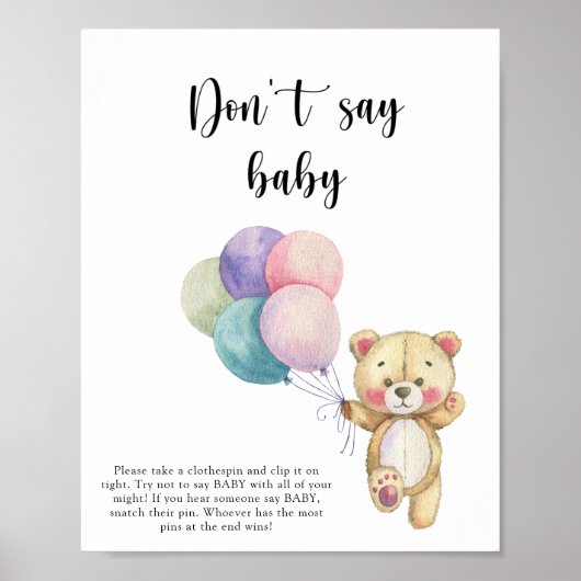 Ballons en forme d'ours en peluche - Affiche "Ne d (Devant)
