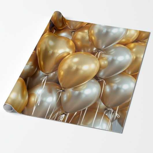 ballons en or et argent papier cadeau (Déroulé)