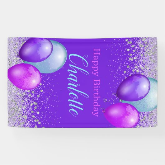 Ballons et bannière verticale d'anniversaire de (Horizontal)