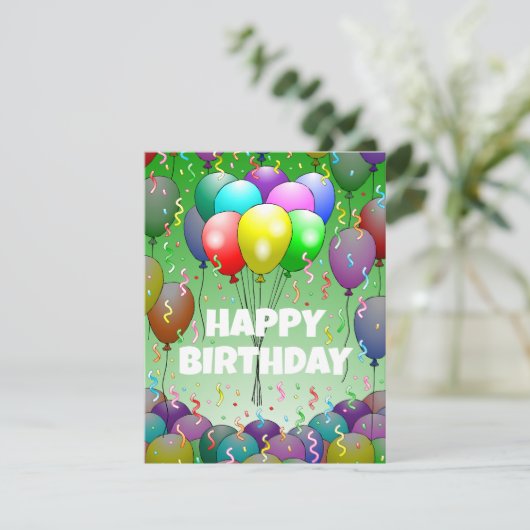 Ballons et carte d'anniversaire Confetti (Debout devant)