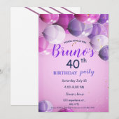 Ballons et Confetti Invitation d'anniversaire (Devant / Derrière)