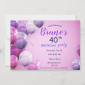 Ballons et Confetti Invitation d'anniversaire (Devant)