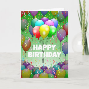 Ballons et Confetti sur carte d'anniversaire