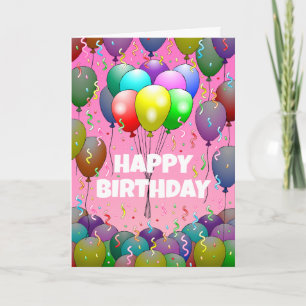 Ballons et Confetti sur carte d'anniversaire