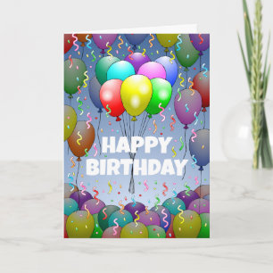 Ballons et Confettis sur une carte d'anniversaire