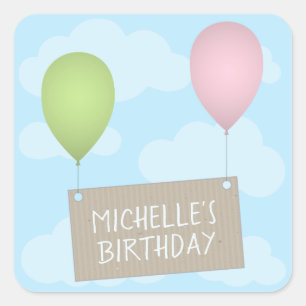 Ballons et étiquette Sticker d'anniversaire