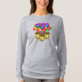 Ballons Et Fleurs Dames Longues Manches TShirt (Devant)