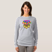 Ballons Et Fleurs Dames Longues Manches TShirt (Devant entier)