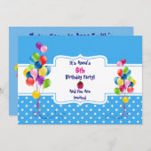 Ballons et points Invitation pour la fête d'annive (Devant / Derrière)