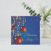 Ballons et rubans de Noël bleu Fête Invitation (Debout devant)