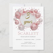ballons et rubans roses pour invitation d'annivers (Devant)