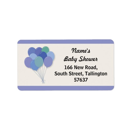 BALLONS étiquette de adresse Baby shower Pop Blue (Devant)