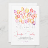 Ballons faire-part de mariage et colorés (Devant / Derrière)