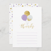 Ballons Gold & Purple | Carte de note Merci à la p (Devant / Derrière)