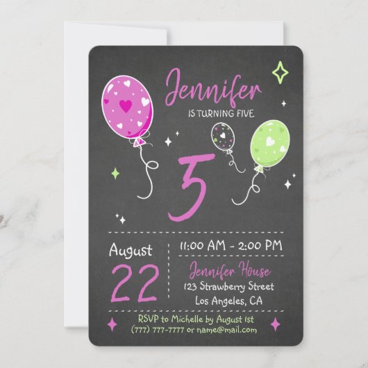 ballons gonflables | Invitation à Chalkboard d'ann (Devant)