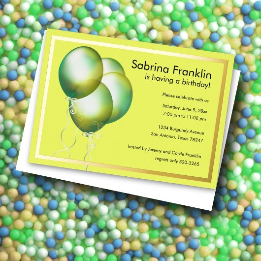 Ballons Jaunes Invitation de fête d'anniversaire
