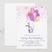 Ballons lapin lapin Anniversaire Invitation (Devant / Derrière)