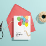 Ballons Lumineux Personnalisé Bonne Carte Annivers<br><div class="desc">Un amas de ballons lumineux et colorés sont tenus légèrement dans une main de peau claire de style rétro et facile à personnaliser le texte vous donne le contrôle de créer une carte d'anniversaire unique pour tout ami tournant n'importe quel âge.</div>