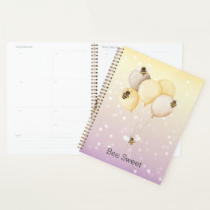 Ballons Miel Abeille Points Bokeh Violet Jaune