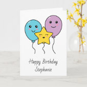 Ballons mignons Carte d'anniversaire personnalisée (Fleur jaune)