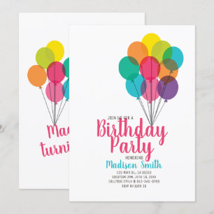 Ballons mignons et colorés Invitation Anniversaire