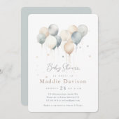 Ballons mignons Invitation Baby shower (Devant / Derrière)