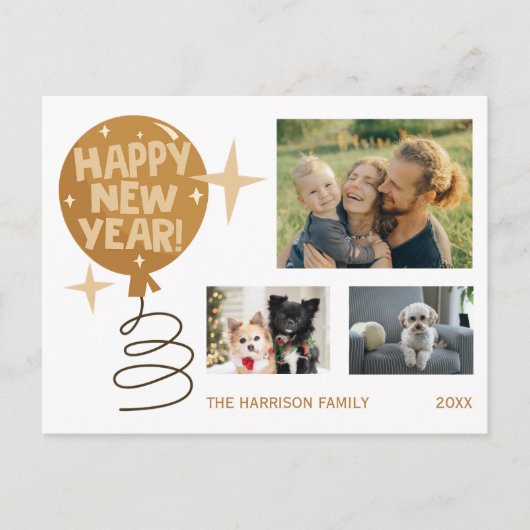 Ballons mignons Trois photos Carte postale Nouvel (Devant)