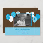 Ballons modernes photo Invitation d'anniversaire - (Devant / Derrière)