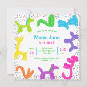 Ballons néon, ballons animaux Invitation (Devant)