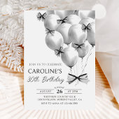 Ballons noirs Bow Invitation Anniversaire