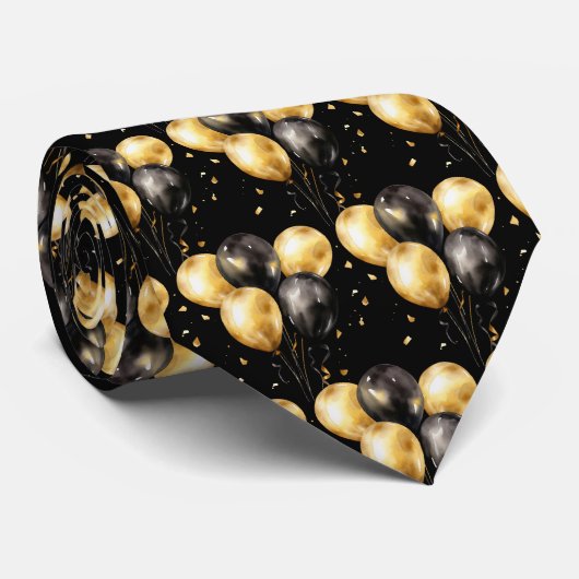 Ballons noirs et dorés cravate (Roulé)