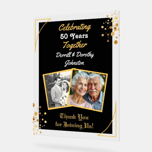 Ballons noirs et or 50e anniversaire (Angle)