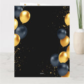 Ballons noirs et or une carte d'anniversaire photo (Dos)