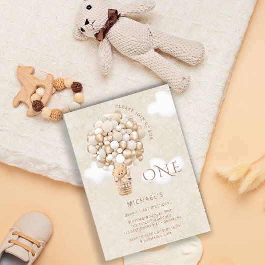 Ballons Ours 1er Invitation anniversaire