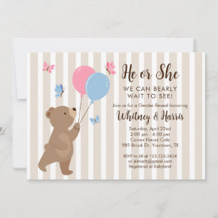 Ballons Ourson Douce Bébé Invitation Révélation du