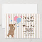 Ballons Ourson Douce Bébé Invitation Révélation du (Devant / Derrière)
