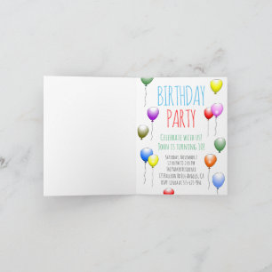 Ballons pliés Invitation d'anniversaire