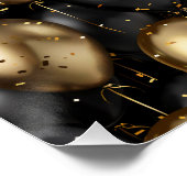 Ballons Poster Verjaardagsachtergrond Zwart en Gou Perfect Poster (Hoek)