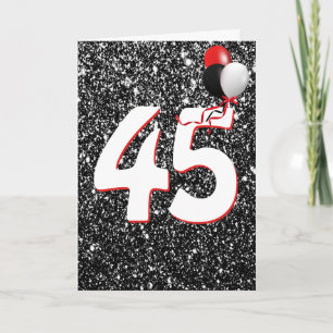 Ballons pour les 45 ans sur Carte Pailletée Noire