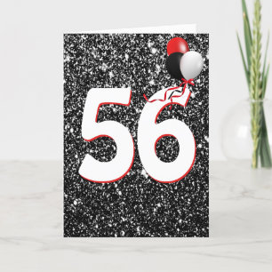 Ballons pour les 56 ans sur carte à paillettes noi