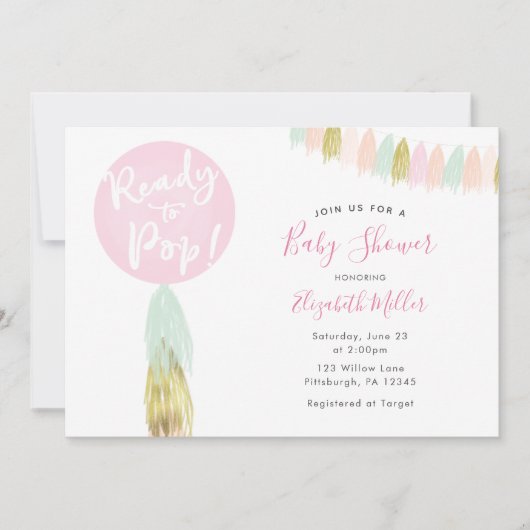 Ballons prêts à lancer une invitation de Baby show (Devant)