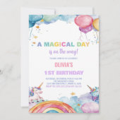 Ballons Rainbow Unicorn Invitations d'anniversaire (Devant)