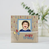 ballons rétro garçon photo invitations anniversair (Debout devant)