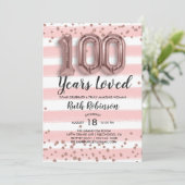 Ballons Rose Gold | Invitation Anniversaire 100 an (Debout devant)