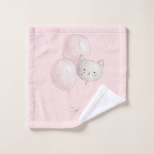 Ballons Rose Pâle Chat (Gant de toilette)