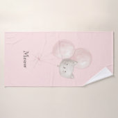 Ballons Rose Pâle Chat   (Serviette de bain)