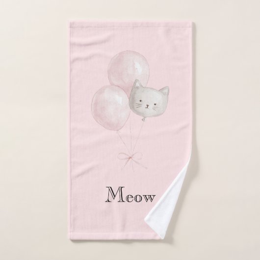Ballons Rose Pâle Chat (Serviette à main)