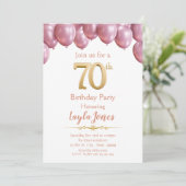 Ballons roses 70e anniversaire Invitation (Debout devant)